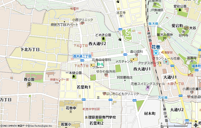 ハナマキアイセンター中央店付近の地図